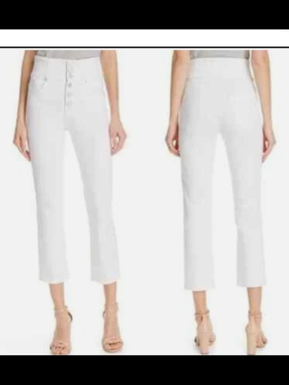 Joie White High-Rise Cropped Button-Front Jeans